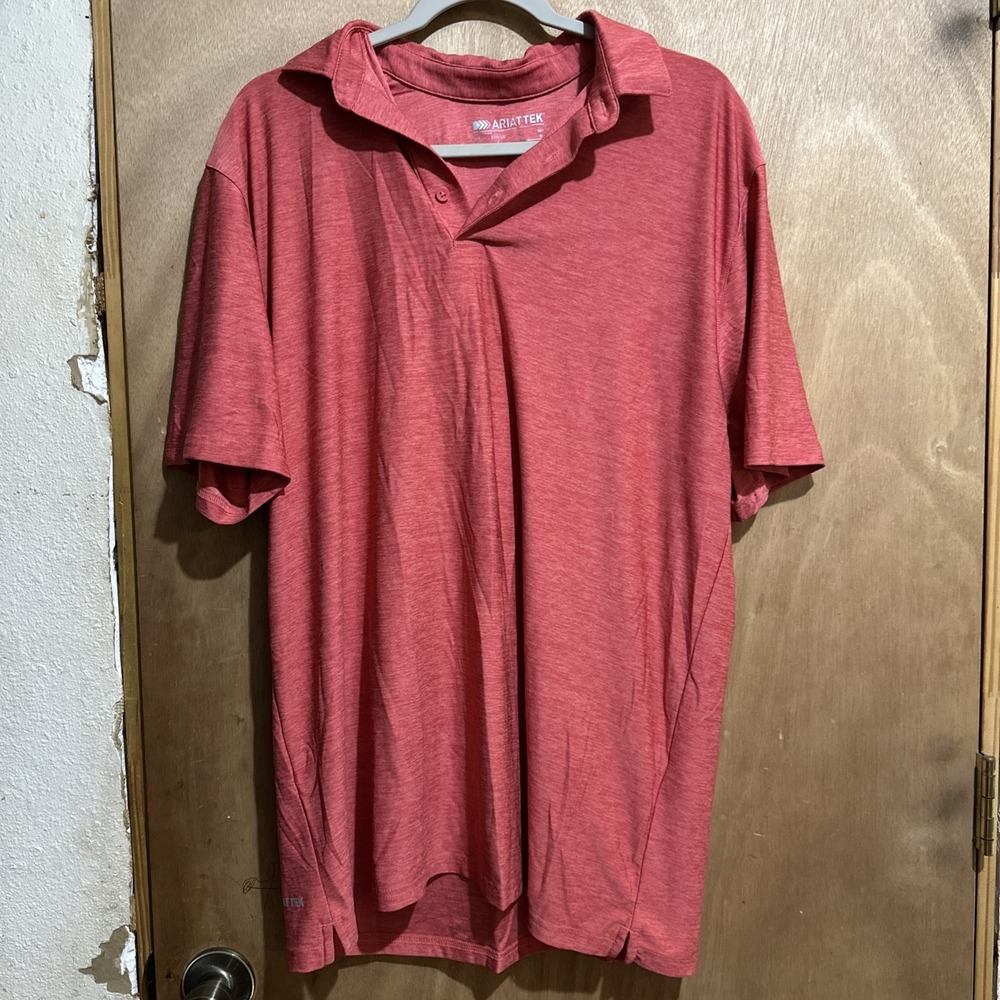 Ariat Tek Short Sleeve Performance Polo Shirt Men's L Heather Red